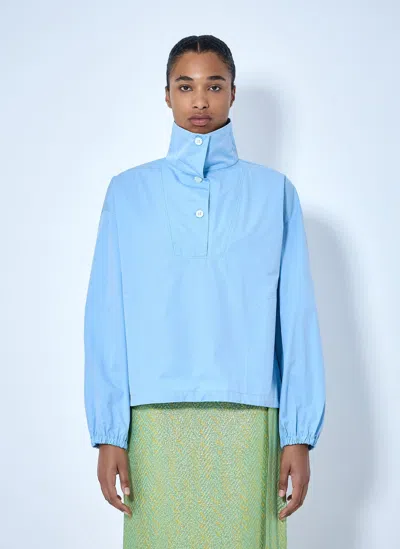Marni High-collar Buttoned Pullover In Light Blue