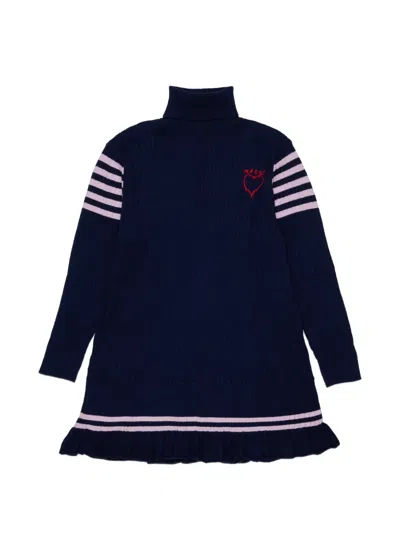Marni Kids' High-neck Knitted Dress In Black