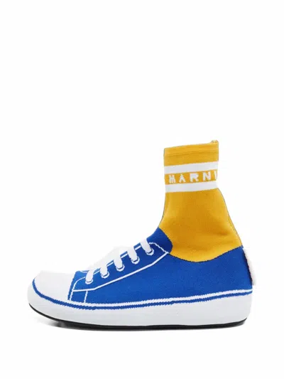 Pre-owned Marni High-top Knit Sneakers In Blue