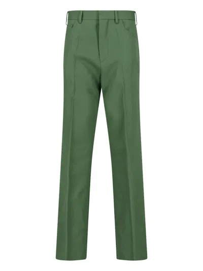 Marni High-waist Straight-leg Wool Trousers In Green