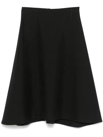 Marni High-waisted Virgin Wool Midi Skirt In Black