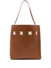 Marni Tote Bag With Elegant Lettering And Sophisticated Design In Brown