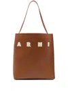 Marni Tote Bag With Elegant Lettering And Sophisticated Design In Brown