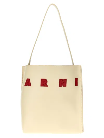 Marni Women's Shopping M Piel Natural Logo Negro In White