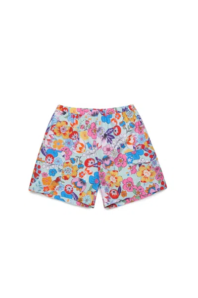 Marni Kids' Holiday Allover Poplin Shorts In Blue
