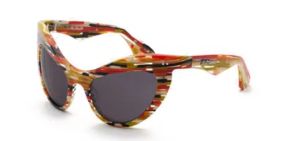 Marni Holoholona Stripes 6t2 Men's Sunglasses Green Size 56 In Striped Red Green Black