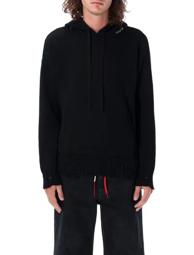 Marni Hooded Knit Front Pocket In Black