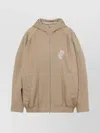 Marni Hooded Jacket With Embroidered Detail And Elasticated Hem In Brown