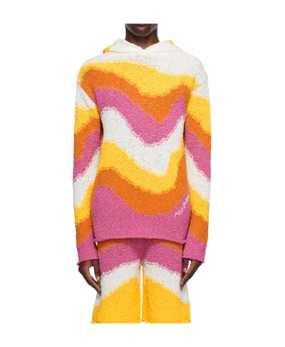 Marni Hooded Long-sleeved Sweater In Pink