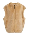 Marni Hooded Shearling Waistcoat In Nude