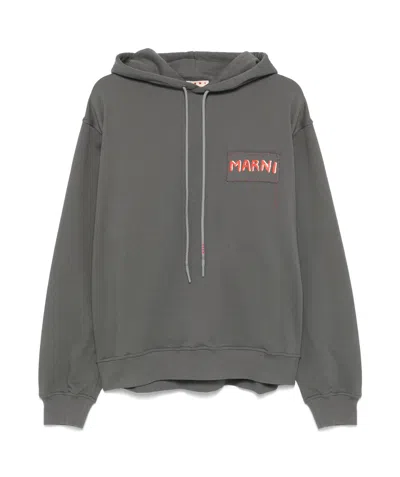 MARNI MARNI LOGO-PATCH DRAWSTRING HOODIE
