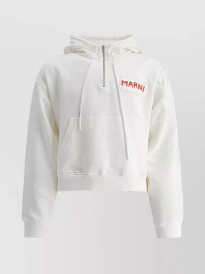 Marni Hooded Sweatshirt With Drawstring Detail And Front Pocket