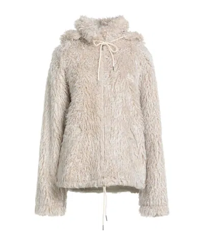 Marni Hooded Teddy Jacket In Gray