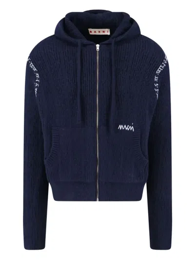 MARNI HOODED ZIP-UP CARDIGAN