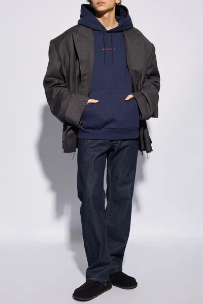 Marni Hoodie With Logo In Navy Blue
