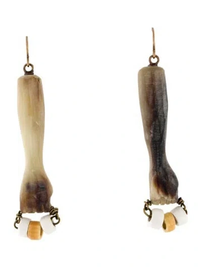 Pre-owned Marni Horn & Ceramic Drop Earrings In Multi
