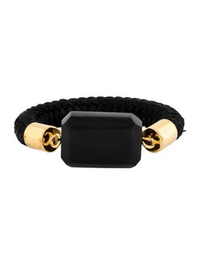 Pre-owned Marni Horn & Fabric Bracelet In Black