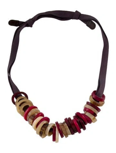 Pre-owned Marni Horn & Fabric Necklace, 15.5" In Multi