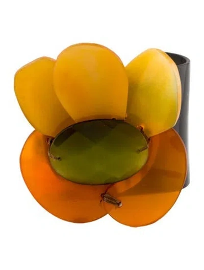 Pre-owned Marni Horn & Resin Flower Cuff, 7"