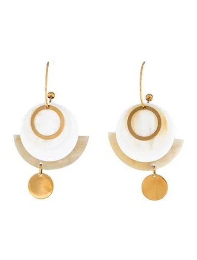 Pre-owned Marni Horn & Resin Hoop Drop Earrings In Multicolor