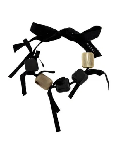 Pre-owned Marni Horn Bead & Ribbon Necklace, 27" In Multi