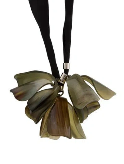 Pre-owned Marni Horn Flower Pendant Necklace, 60" In Multi