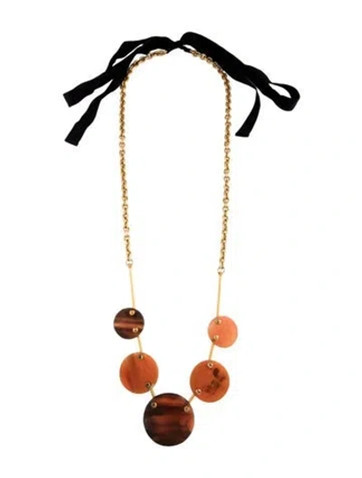 Pre-owned Marni Horn, Resin & Silk Collar Necklace, 80" In Multicolor