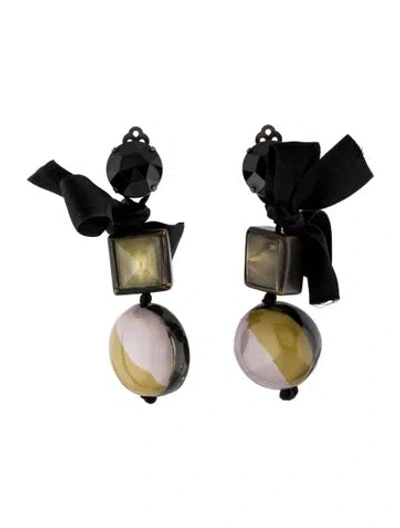 Pre-owned Marni Horn, Ribbon & Resin Drop Clip On Earrings In Multi