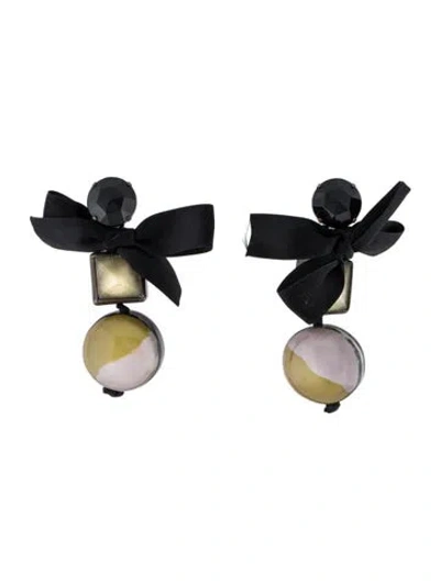 Pre-owned Marni Horn, Ribbon, Crystal & Resin Drop Clip On Earrings In Multi