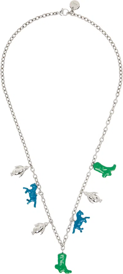 Marni Horse Charms Chain Necklace In Metallic