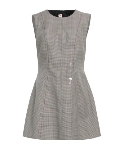 Marni Houndstooth Flared Dress In Gray