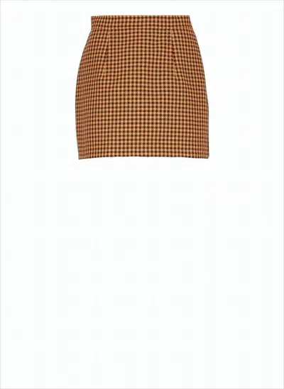 Marni Houndstooth Pattern Mini Skirt With Clean Waistband In Brown