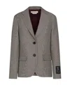 Marni Multicolor Houndstooth Wool Blend Single-breasted Blazer In Gray