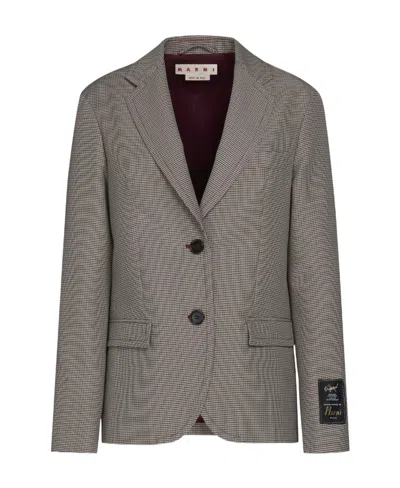 MARNI MARNI HOUNDSTOOTH CHECKED SINGLE-BREASTED JACKET