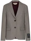 Marni Houndstooth-pattern Single-breasted Blazer In Grey