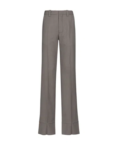 Marni Houndstooth-pattern Straight-leg Trousers In Gray