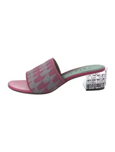 Pre-owned Marni Houndstooth Print Glitter Accents Slides In Purple