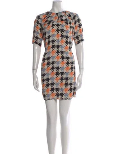 Pre-owned Marni Houndstooth Print Mini Dress In Orange