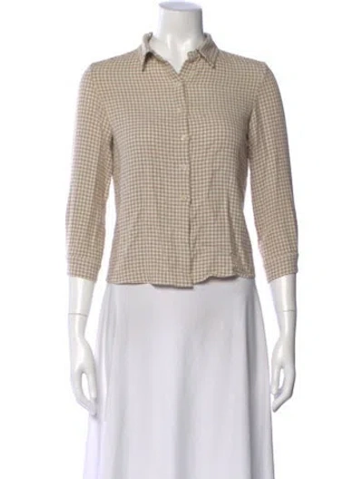 Pre-owned Marni Houndstooth Print Three-quarter Sleeve Button-up Top In Neutral