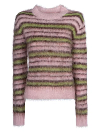 Marni Iconic Brushed Stripes Sweater In Quartz
