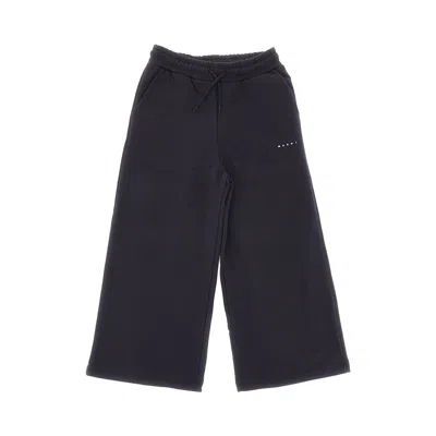 Marni Ide-leg Sweatpants With Logo Print Kids In Blue