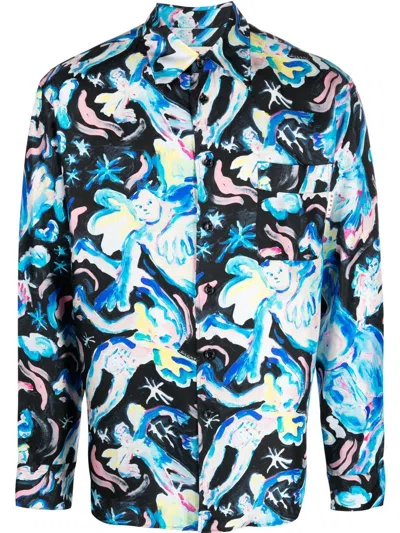 Marni Illustration-print Silk Shirt In Black