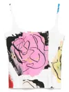 Marni Abstract Print Square Neckline Top In White