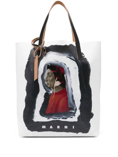 Marni Illustration-print Tote Bag In White