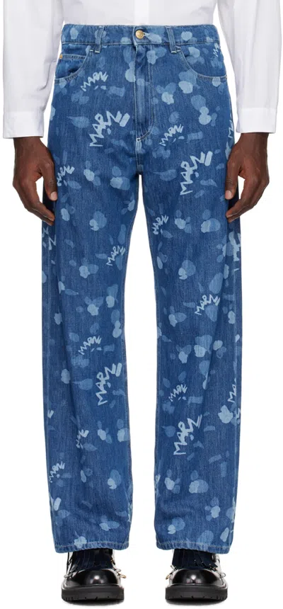 Marni Indigo Faded Jeans In Mdb50 Iris Blue