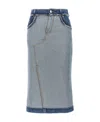 Marni Asymmetric Seam Denim Midi Skirt In Gray