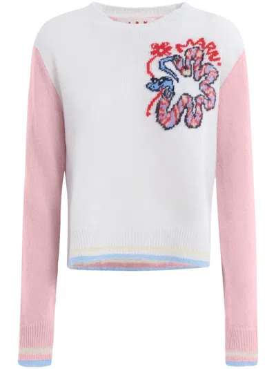 Marni Intarsia Jumper In Inw01 Lily White