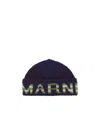Marni Intarsia-knit Logo Beanie In Black