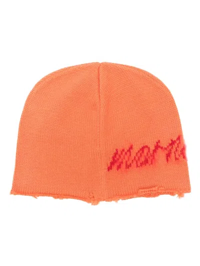 Marni Intarsia-logo Beanie In Orange