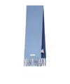 Marni Intarsia-logo Fringed Scarf In Blue